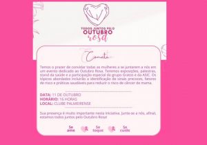 'Todos Juntos pelo Outubro Rosa' reunirá mulheres de Palmeira nesta quarta-feira (11)