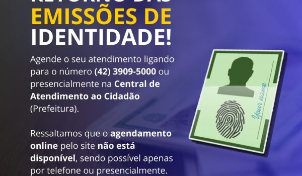 Atendimentos para emissão de documento de identidade voltam em Palmeira