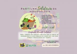 Partilha solidária da agroecologia e arrecadação de alimentos será realizada no sábado (11)