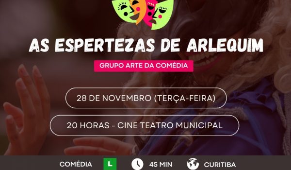 Cine Teatro Municipal de Palmeira recebe espetáculo de comédia na terça-feira (28)