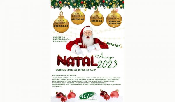 Sorteio da Campanha de Natal da Acip será em 27 de dezembro