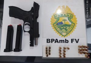Polícia Ambiental apreende arma e munições em acampamento de pescadores no Rio Iguaçu