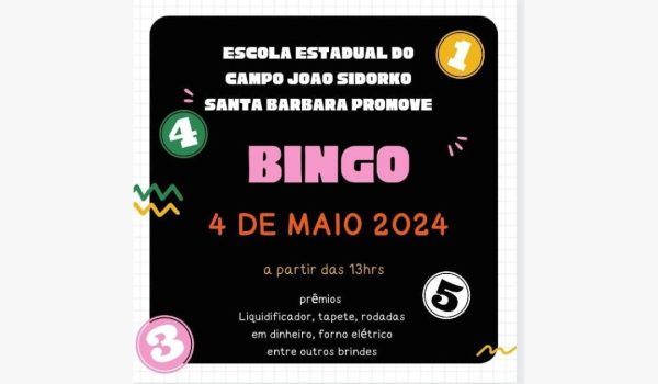 Escola Estadual do Campo João Sidorko promoverá bingo em 4 de maio
