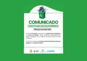 Coleta de lixo eletrônico na Praça da Matriz acontecerá em 27 de abril