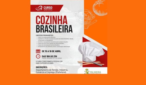 Prefeitura está com inscrições abertas para curso de cozinha brasileira