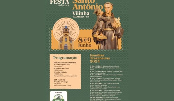 Vilinha celebra Festa em Louvor a Santo Ântonio nos dias 8 e 9 de junho