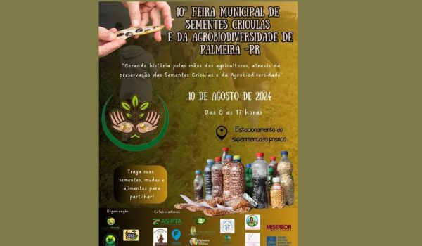 10ª edição da Feira Municipal de Sementes Crioulas e da Agrobiodiversidade acontece no próximo dia 10 de agosto