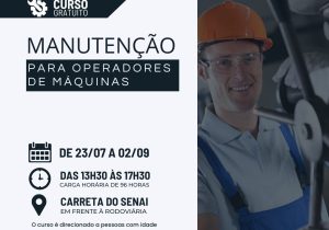 Inscrições abertas para curso gratuito de manutenção para operadores de máquinas