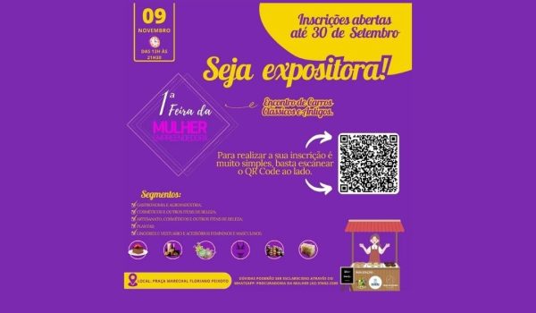 1ª Feira da Mulher Empreendedora e Encontro de Carros Clássicos movimentam Palmeira em novembro