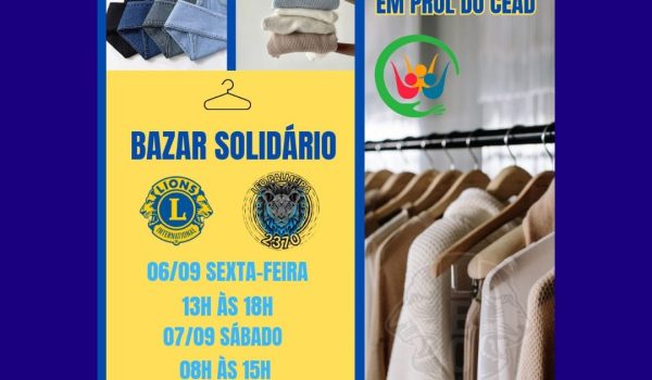 Lions e Leo Clube de Palmeira realizam Bazar Solidário nesta sexta-feira (06) e sábado (07)