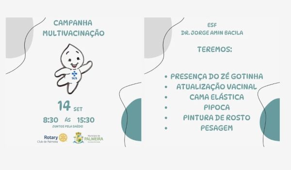 Campanha de Multivacinação acontecerá em Palmeira no sábado (14)