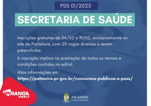 Secretaria de Saúde divulga edital de abertura de PSS com diversos cargos, inscrições começam no dia 4