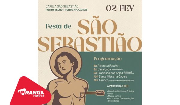 Festa em Louvor a São Sebastião acontece neste domingo em Porto Amazonas com programação religiosa e recreativa