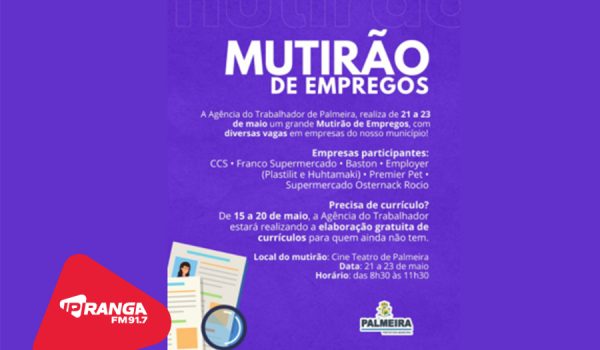 Agência do Trabalhador de Palmeira promove Mutirão de Empregos com diversas empresas da cidade