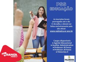 Prorrogadas as inscrições para o PSS da Educação em Palmeira