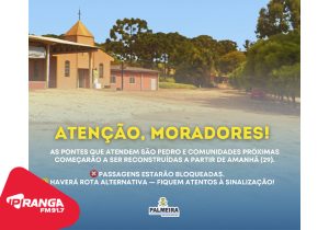 Prefeitura inicia reconstrução de pontes em São Pedro e bloqueia acessos durante as obras