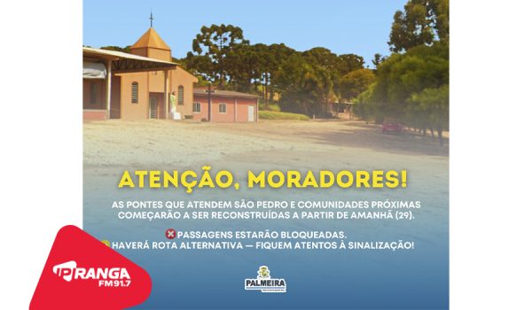 Prefeitura inicia reconstrução de pontes em São Pedro e bloqueia acessos durante as obras