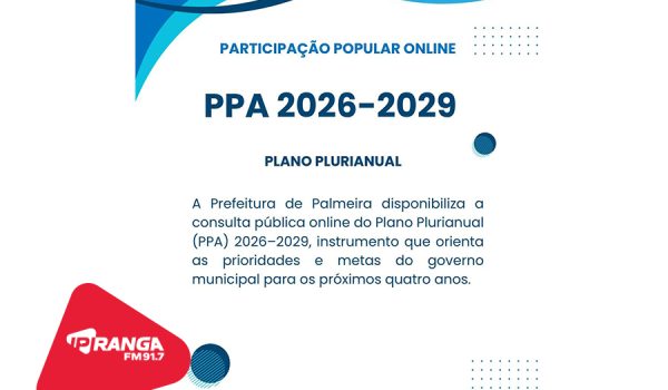 População já pode participar da construção do PPA 2026–2029 em Palmeira